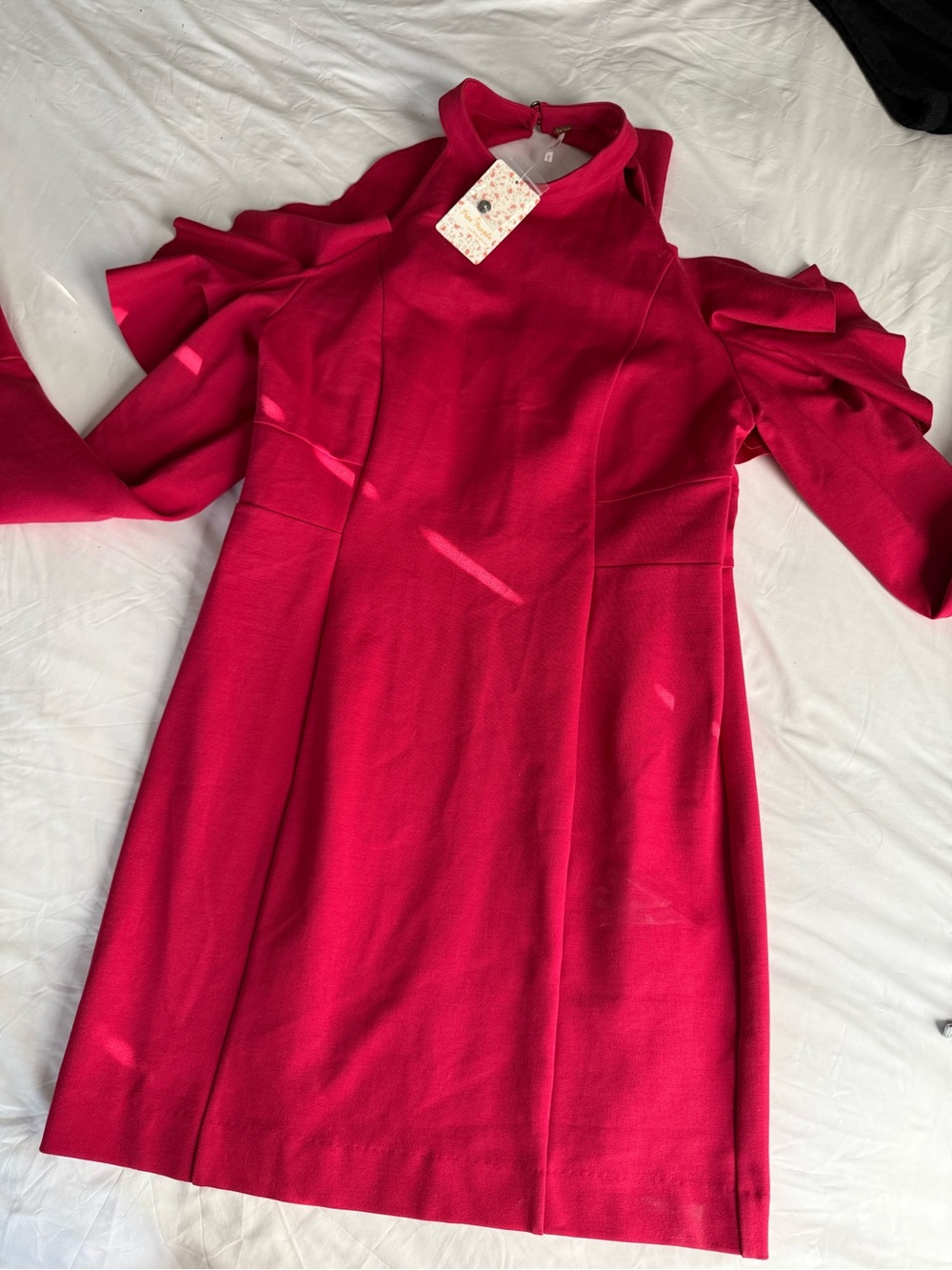 Free People Hot Pink Cold-Shoulder Mini Dress